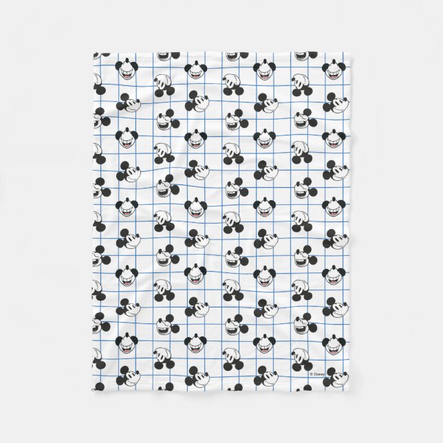 Couverture Polaire Classic Smiling Mickey Mouse Grid Pattern (Devant)