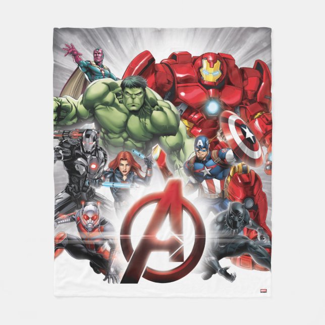 Couverture Polaire Classique Avengers | Groupe Avengers Logo Glown (Devant)