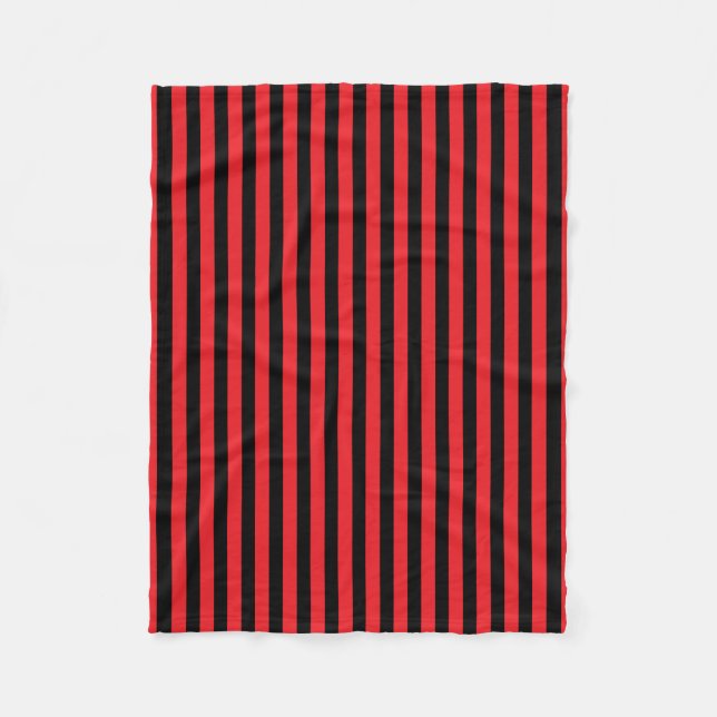 Couverture Polaire Classique mignon moderne noir et rouge rayé (Devant)