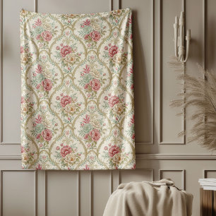 Couverture Polaire Classique Victorienne Damas Chaleureuse Atmosphère