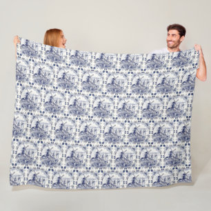 Couverture Polaire Classique Vintage Chic Hollandais Windmill Delft B