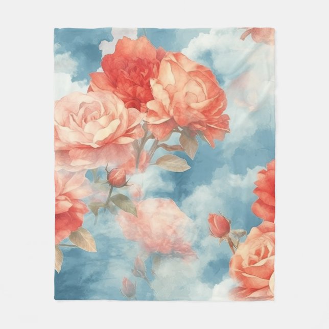 Couverture Polaire Classiques - Roses roses angéliques et rouges en c (Devant)
