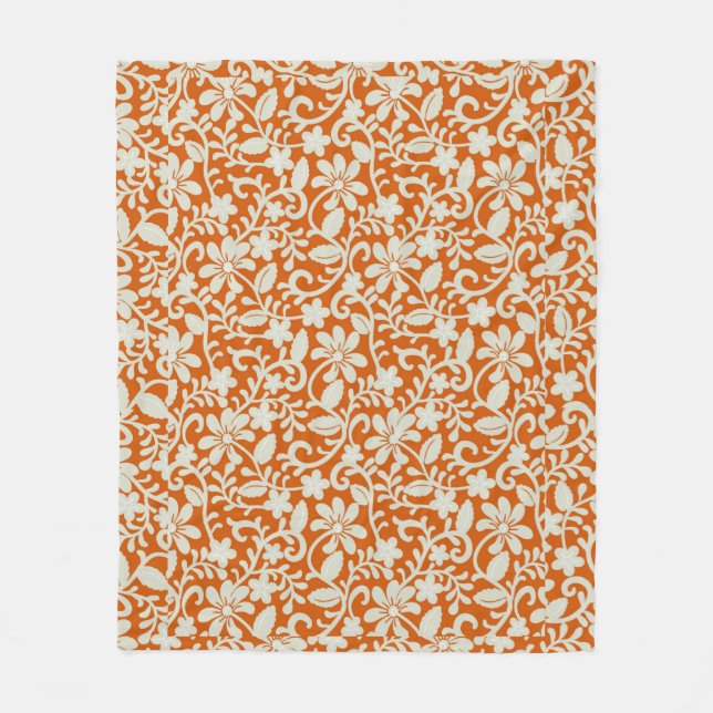 Couverture Polaire Classy Floral Damask Burnt Orange Motif (Devant)
