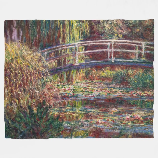 Couverture Polaire Claude Monet - Eau Lily étang, Harmonie rose (Devant (Horizontal))
