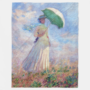 Couverture Polaire Claude Monet - Femme avec un parasol face à droite