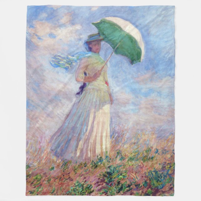 Couverture Polaire Claude Monet - Femme avec un parasol face à droite (Devant)