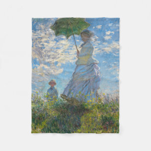 Couverture Polaire Claude Monet - La Promenade, Femme avec un Parasol