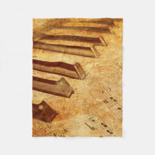Couverture Polaire Clés grunges de piano de feuille de musique
