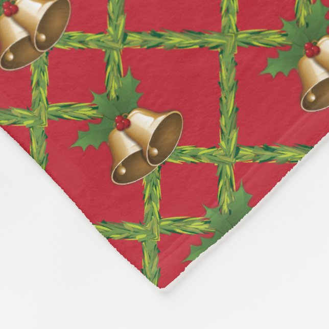 Couverture Polaire Cloches traditionnelles à sonnettes rouges et vert (Coin)