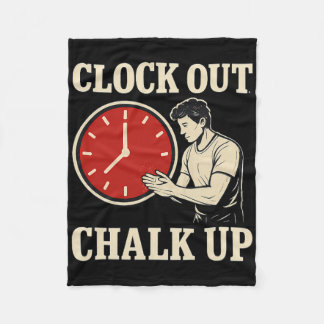 Couverture Polaire Clock Out, Chalk Up Climbing Gear Print 