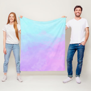 Couverture Polaire Clouds Abstraits Pastel Blanche-Toison