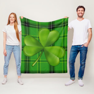 Couverture Polaire Clover vert brillant à 3 feuilles sur tartelé