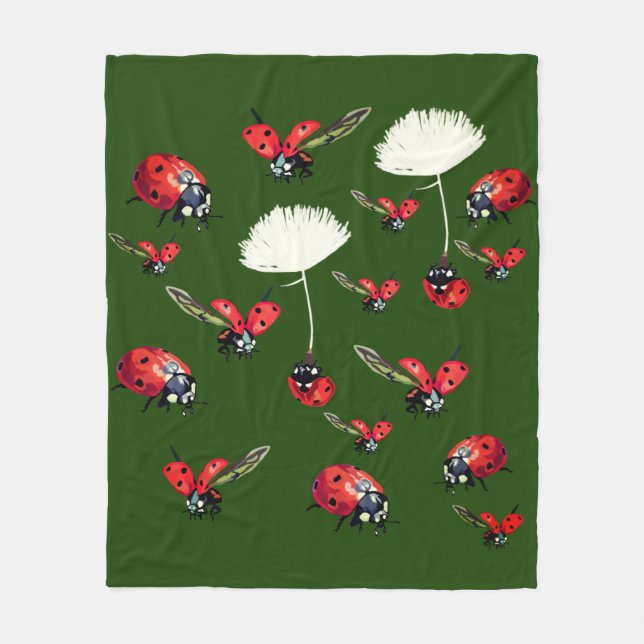 Couverture Polaire Coccinelles mignonnes, art de coccinelles sur une (Devant)