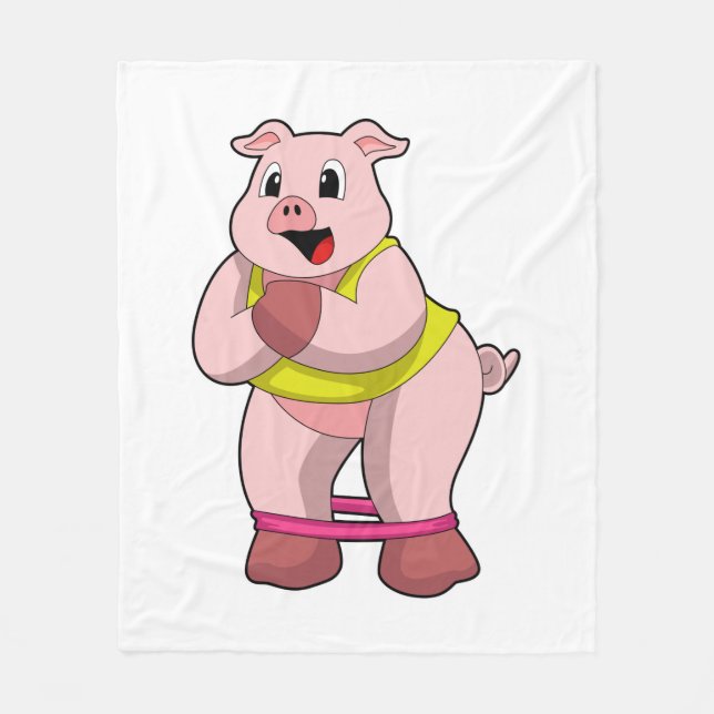 Couverture Polaire Cochon de fitness avec bande de caoutchouc (Devant)