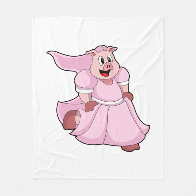 Couverture Polaire Cochon mariée en robe de mariée (Devant)
