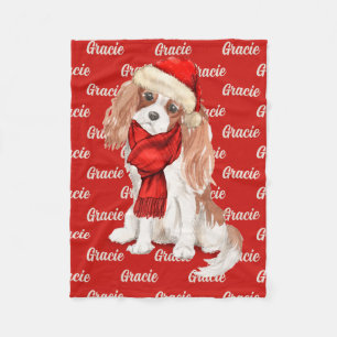 Couverture Polaire Cocker de Noël Spaniel avec le nom du chien