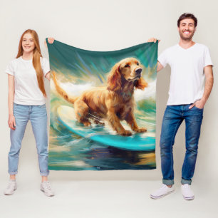 Couverture Polaire Cocker Spaniel Beach Surf Peinture