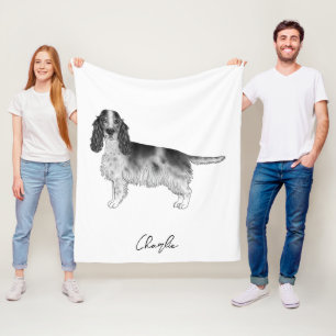 Couverture Polaire Cocker Spaniel En Noir Et Blanc & Nom Personnalisé