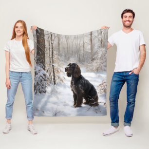 Couverture Polaire Cocker Spaniel Laisser Neige Noël