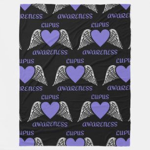 Couverture Polaire Coeur/ailes...Blanche en toison Lupus