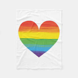 Couverture Polaire Coeur arc-en-ciel