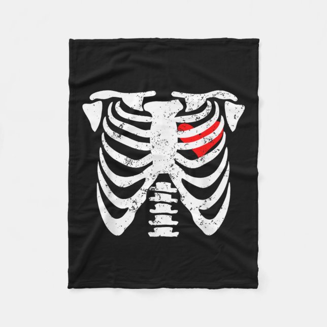 Couverture Polaire Coeur Cage Rib Rayon X Adulte Enfants Amusants Val (Devant)