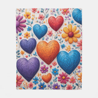 Couverture Polaire Cœur Coloré