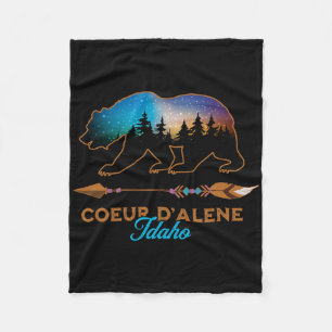 Couverture Polaire Coeur D'alene Idaho Ours Nuit Étoilée Voyage Souve