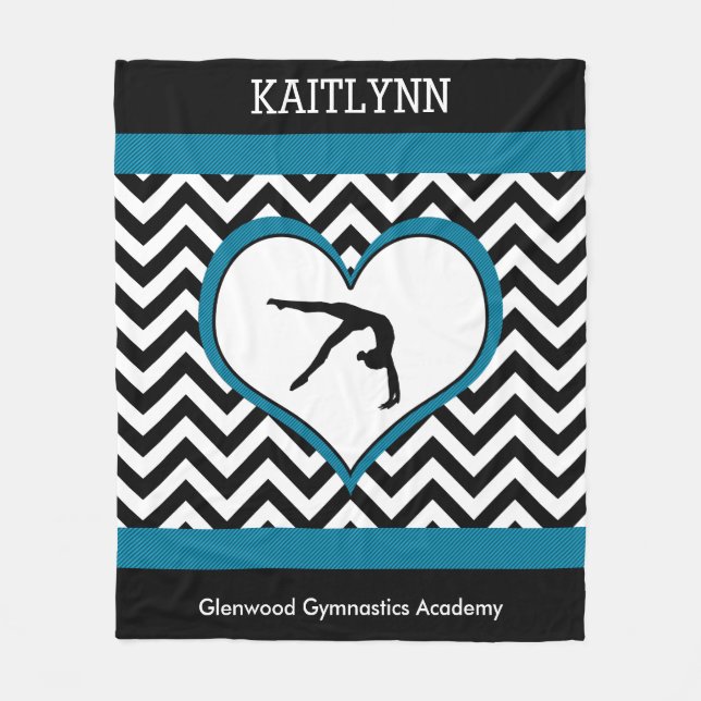 Couverture Polaire Coeur de Chevron de gymnastique avec le monogramme (Devant)