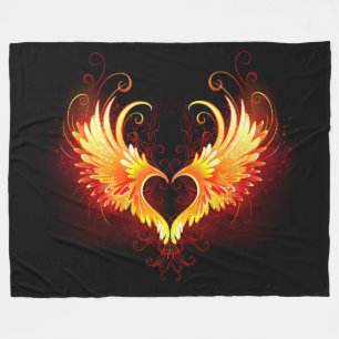 Couverture Polaire Coeur de feu ange avec ailes
