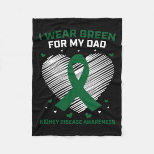 Couverture Polaire Coeur Je Porte Vert Pour Mon Père Maladie Du Rein