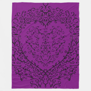 Couverture Polaire Coeur Mariage gothique violet et noir