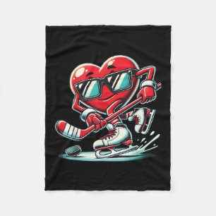 Couverture Polaire Coeur mignon Jouer de hockey sur glace Valentines 