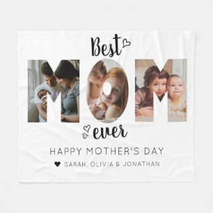 Couverture Polaire Coeur mignon Meilleure maman Ever 3 Photo Collage