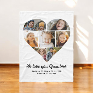 Couverture Polaire Coeur Nous t'aimons Grand-mère photo collage