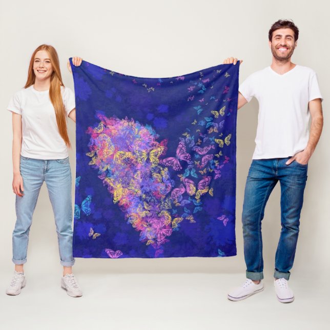Couverture Polaire Coeur papillon - Amour (En situation)