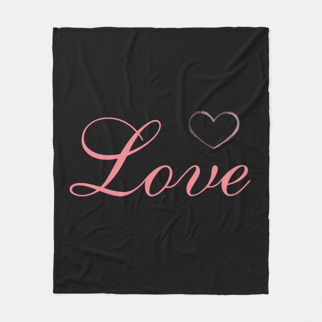 Couverture Polaire Coeur tendance Grey Calligraphie Amour Mariage (Devant)
