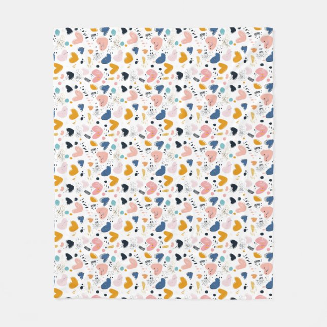 Couverture Polaire Cœurs Abstraits : Saint-Valentin Cosy  (Devant)