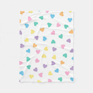 Couverture Polaire Coeurs bonbons Kawaii Pastel