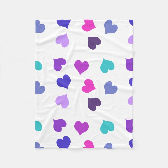 Couverture Polaire Coeurs colorés mignons (Devant)