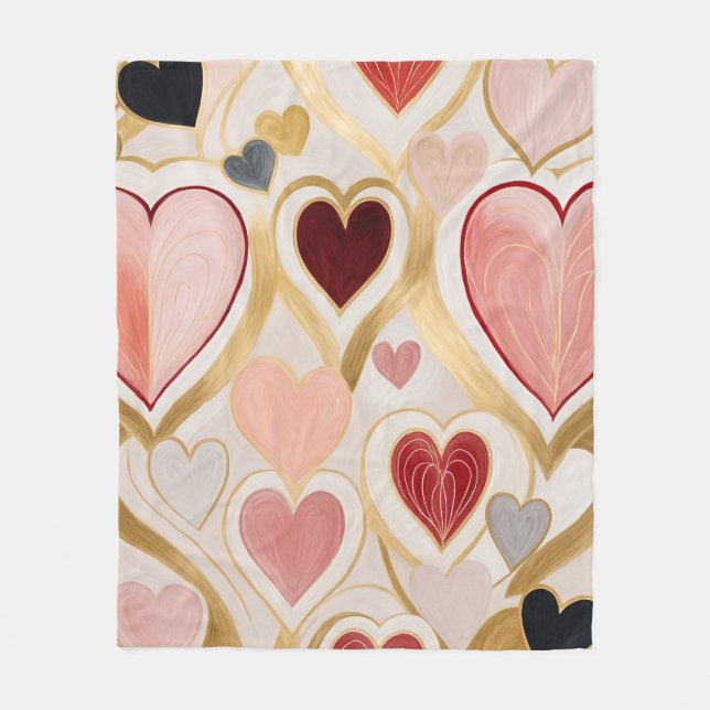 Couverture Polaire Coeurs d'amour (Devant)