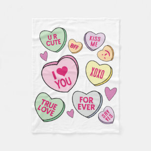 Couverture Polaire Coeurs de bonbons Valentines Jour Coeurs de conver