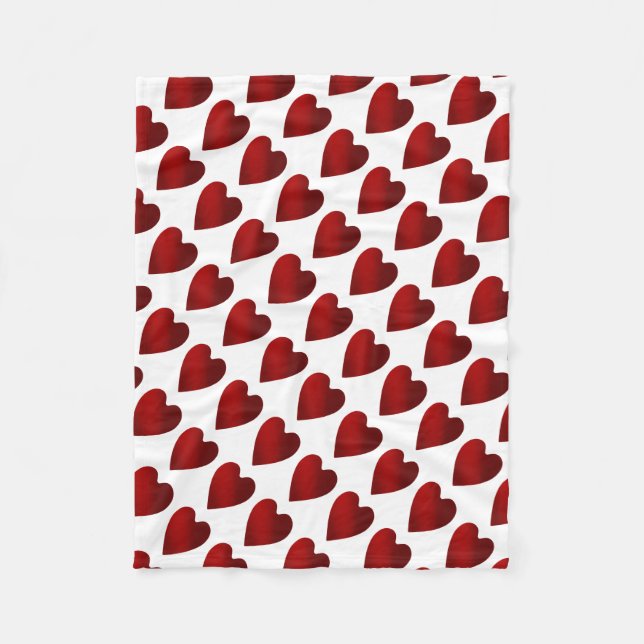 Couverture Polaire Coeurs de la Saint Valentin rouge et blanc (Devant)