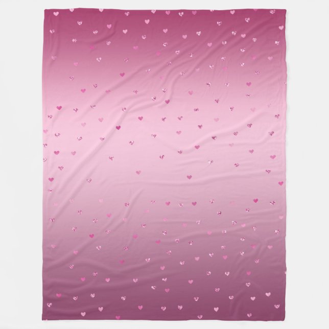 Couverture Polaire Coeurs de Parties scintillant en verre rose (Devant)