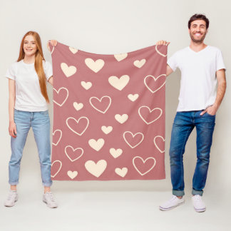 Couverture Polaire Cœurs d'ivoire Rose Poussiéreuse