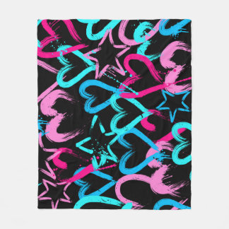 Couverture Polaire Coeurs et étoiles brillants, motif sans soudure.