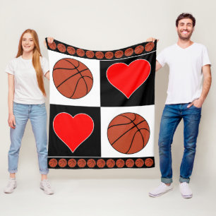 Couverture Polaire Coeurs et joueurs de basket-ball Motif