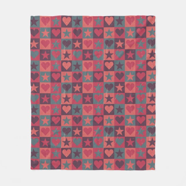 Couverture Polaire Coeurs et rose de profil sous convention (Devant)