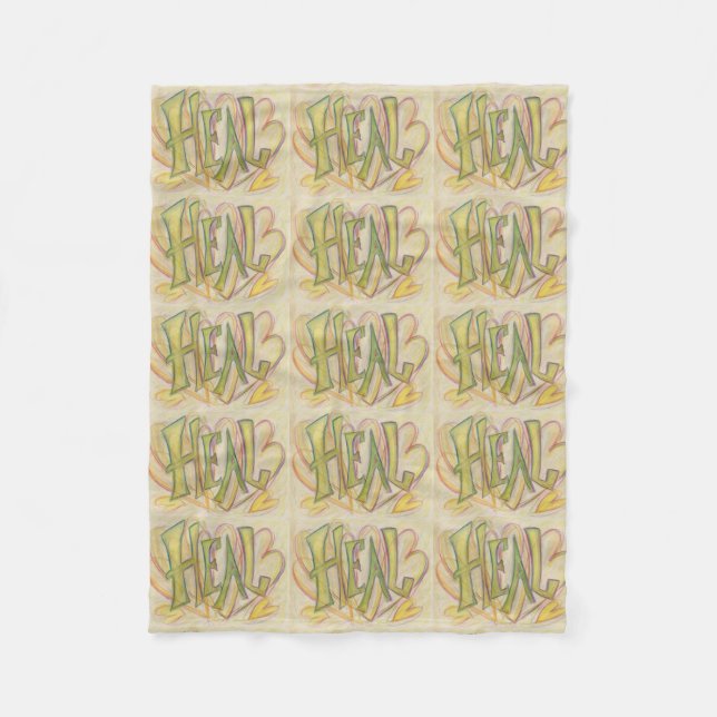 Couverture Polaire Coeurs guérisseurs Word Art Soft Fleece Chemo Blan (Devant)