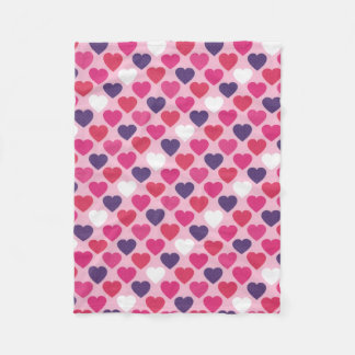 Couverture Polaire Coeurs mignons rose et violet motif romantique